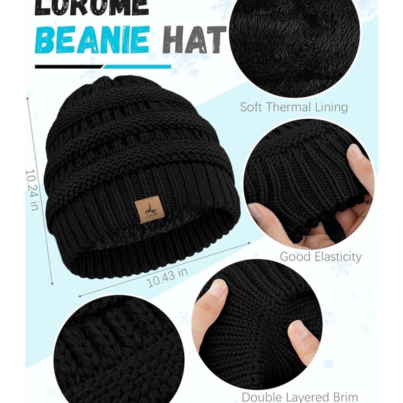 Elegant Black Knit Hat and Scarf Set main image 3
